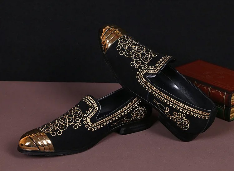 Мужские туфли без задника, черные, золотые туфли с острым носком, Мокасины, украшения с золотыми перекрещивающимися линиями, 2018