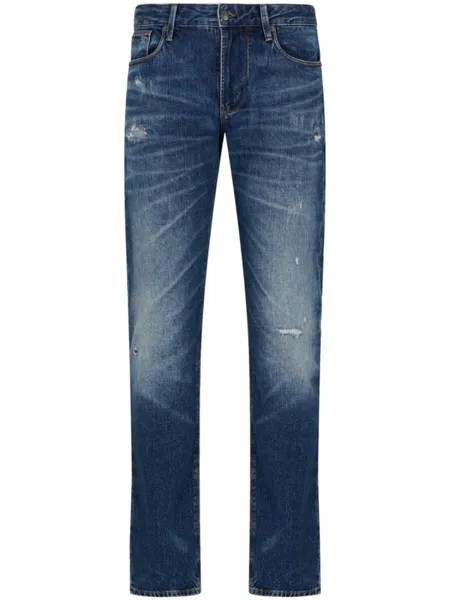 Emporio Armani узкие джинсы J06 с эффектом потертости, синий