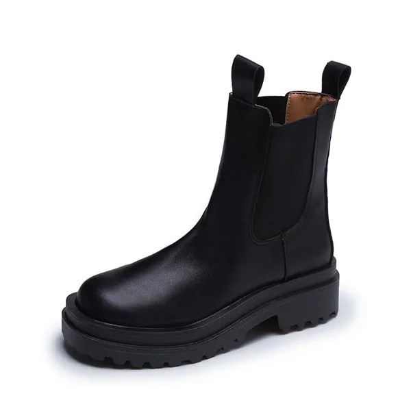 TUINANLE Chelsea Boots Толстые сапоги Женщины PU Черные ботильоны Водонепроницаемая платформа Дождевые туфли