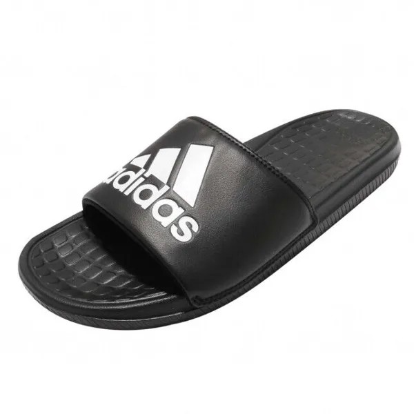 Adidas Мужские пляжные спортивные сандалии Adidas Voloomix Slide Core черно-белого цвета с логотипом
