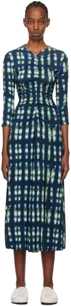 Сине-зеленое платье макси White Label Proenza Schouler