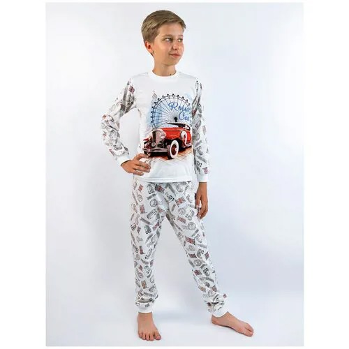 Пижама LEO, брюки, брюки с манжетами, без карманов, на резинке, манжеты, размер 104, мультиколор
