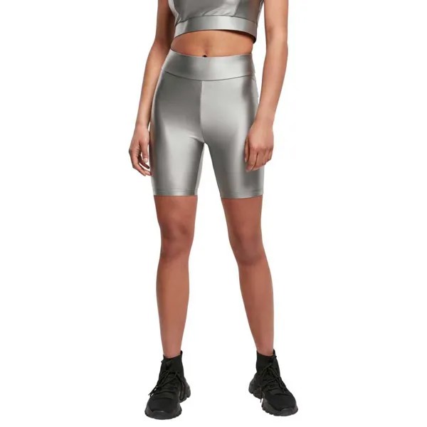 Леггинсы Urban Classics Shiny Metallic Cycle Short, серебряный