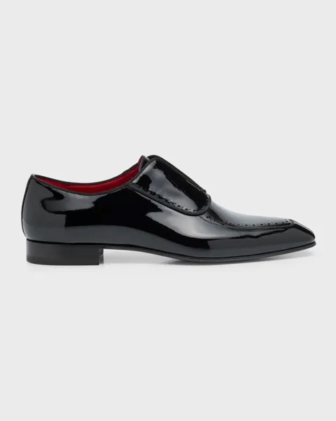 Мужские лакированные оксфорды без шнурков Lafitte On Christian Louboutin, цвет Black/Lin Loubi