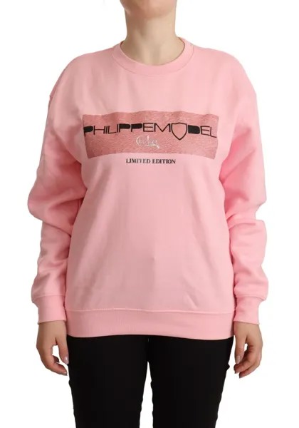PHILIPPE MODEL Свитер Розовый пуловер с длинными рукавами и принтом s. IT42/US8/M 400 долларов США