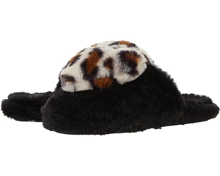 Домашняя обувь Betsey Johnson Novelty Sherpa Scuff Slipper, цвет Black/Leopard Heart