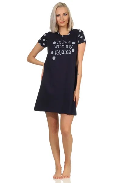 Ночная рубашка NORMANN kurzen Ärmeln love with my pyjama Punkte, морской