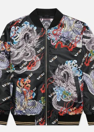 Мужская куртка бомбер Evisu Heritage Ukiyo-e Dragon All Over Print, цвет чёрный, размер L