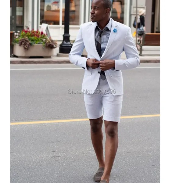 Костюм мужской летний из 2 предметов, приталенный пиджак и короткие брюки, смокинг для жениха, свадебная одежда для выпускного вечера, модная одежда