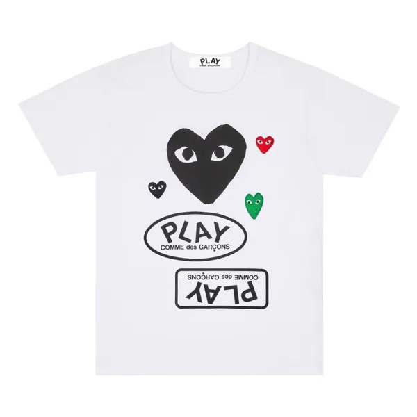 Футболка Comme des Garçons PLAY Multi Logo Short-Sleeve T-Shirt 'White', белый