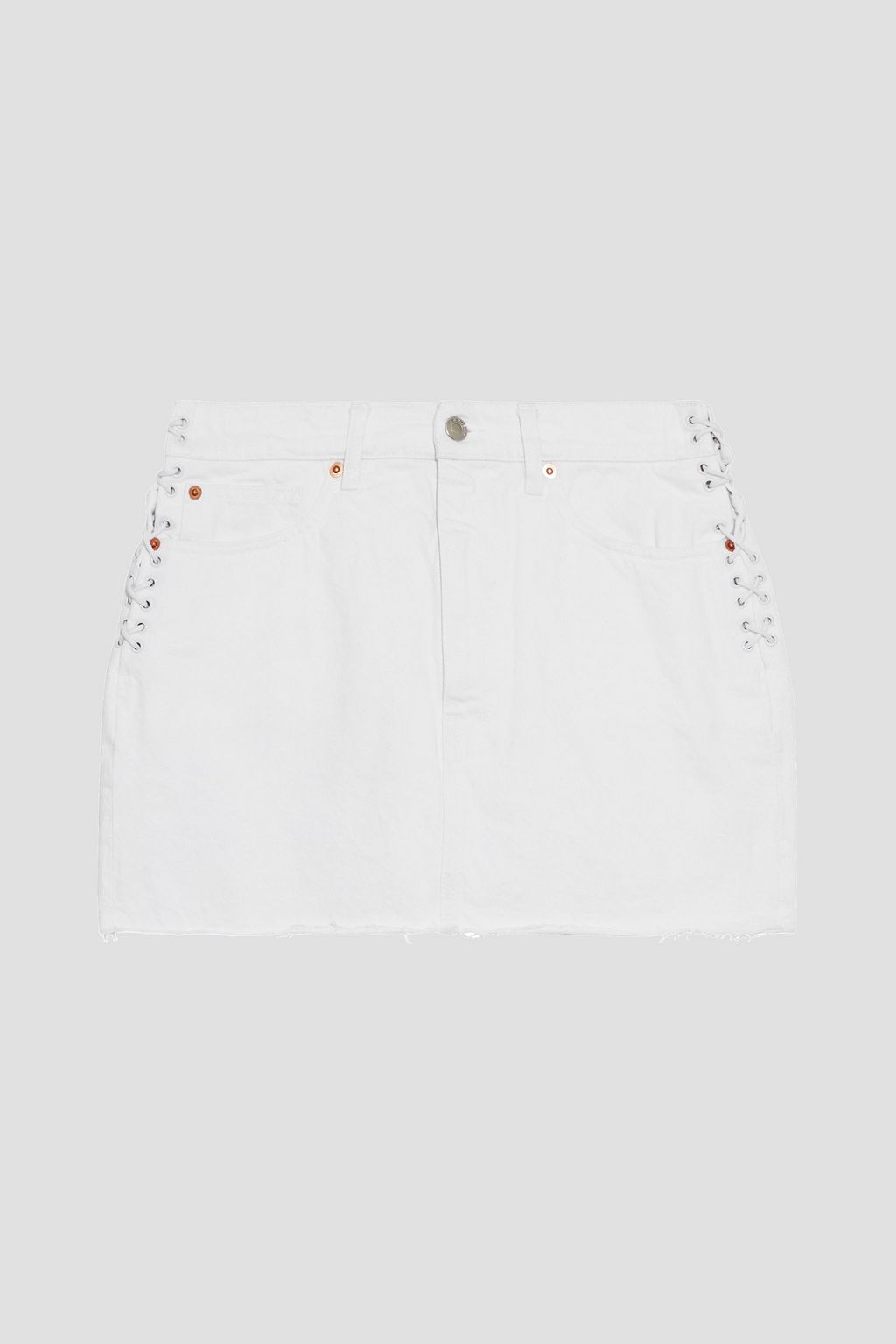 Джинсовая мини-юбка Fores со шнуровкой и потертостями IRO, белый