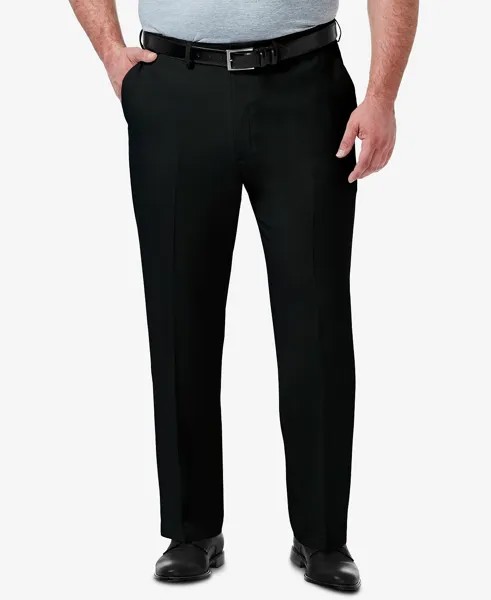 Мужские однотонные классические брюки премиум-класса с плоской передней частью, большие и высокие, комфортные, классического кроя Haggar