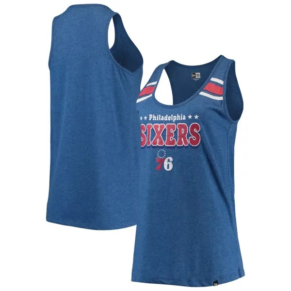 Женская майка New Era Heathered Royal Philadelphia 76ers с круглым вырезом и открытой спиной New Era