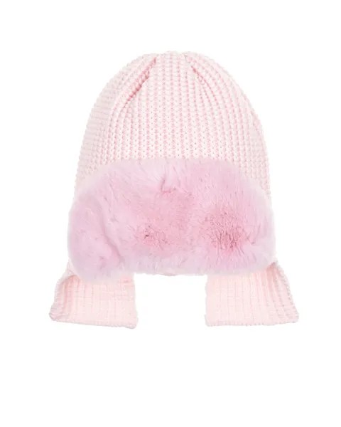 Розовая шапка с меховым козырьком Joli Bebe детская