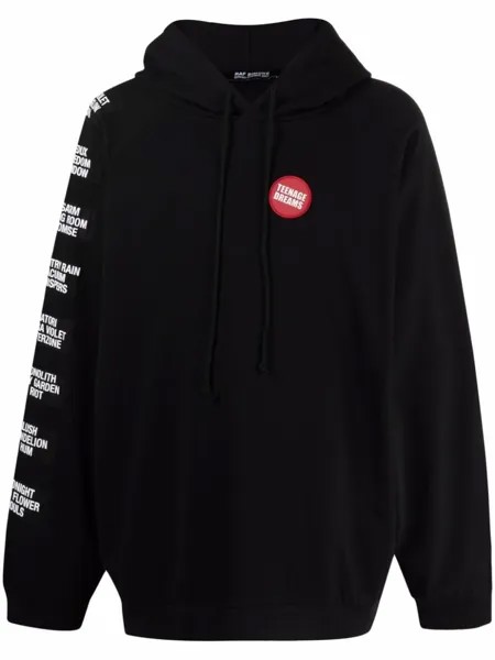 Raf Simons худи оверсайз с нашивкой, черный