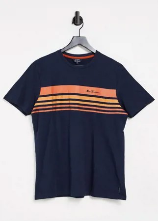 Спортивная футболка с контрастными полосками на груди Ben Sherman-Темно-синий