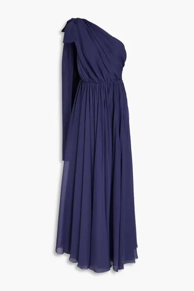 Платье из крепона Altheda на одно плечо с бантом Maria Lucia Hohan, темно-синий