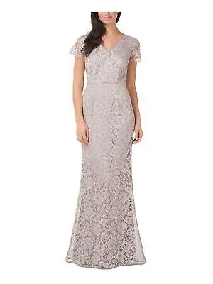 JS COLLECTION Женское серебряное вечернее платье в полный рост с короткими рукавами и V-образным вырезом 6