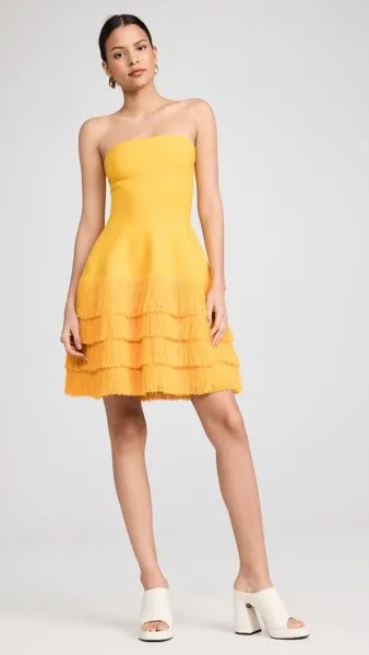 Платье Proenza Schouler Textured Fringe Knit Sculpted, лемон