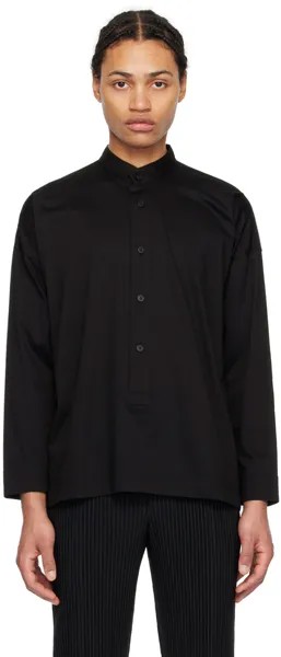 Черная рубашка с воротником-стойкой Homme Plisse Issey Miyake