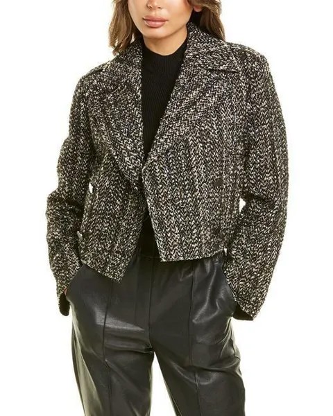 THEORY Короткий укороченный двубортный пиджак из твида из шерсти и хлопка Sargent 0 XS