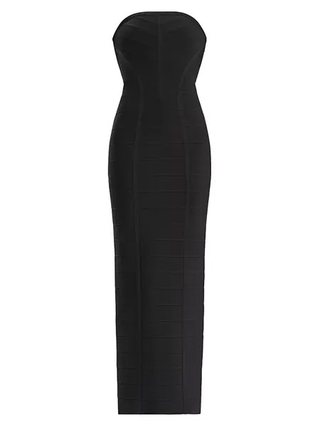 Бандажное платье без бретелек Icon Hervé Léger, черный