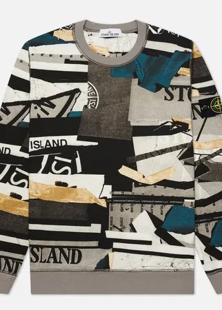 Мужская толстовка Stone Island Mixed Media All Over Print, цвет серый, размер M