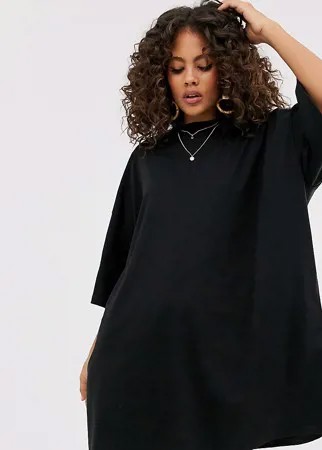 Свободное платье-футболка ASOS DESIGN Tall-Черный