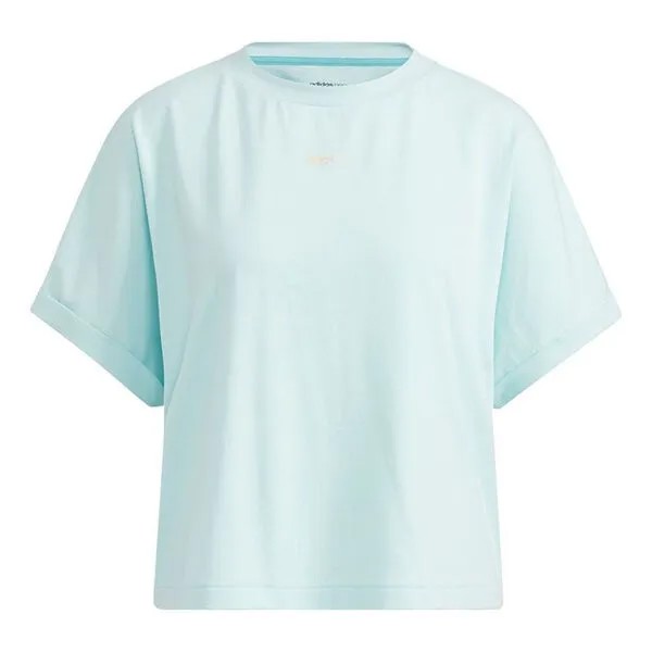 Футболка neo july tee 2 casual backletter printsports short sleeve green Adidas, зеленый