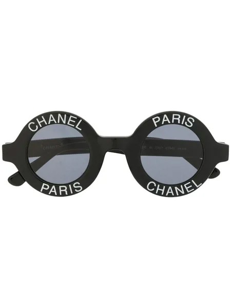 Chanel Pre-Owned солнцезащитные очки в круглой оправе с логотипом