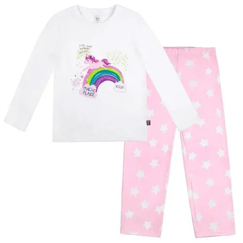 Пижама BOSSA NOVA 362К-151 для девочки, цвет белый/розовый, размер 104