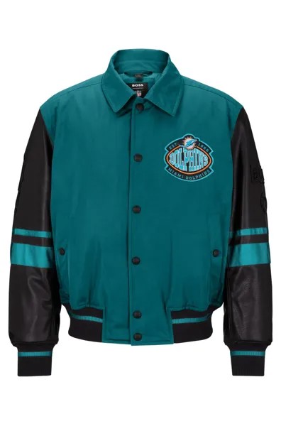 Куртка бомбер Boss X Nfl Water-repellent With Collaborative Branding Dolphins, бирюзовый