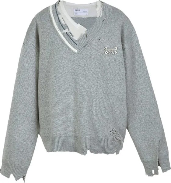 Свитер C2H4 Distressed Knit Layered Sweater 'Grey', серый