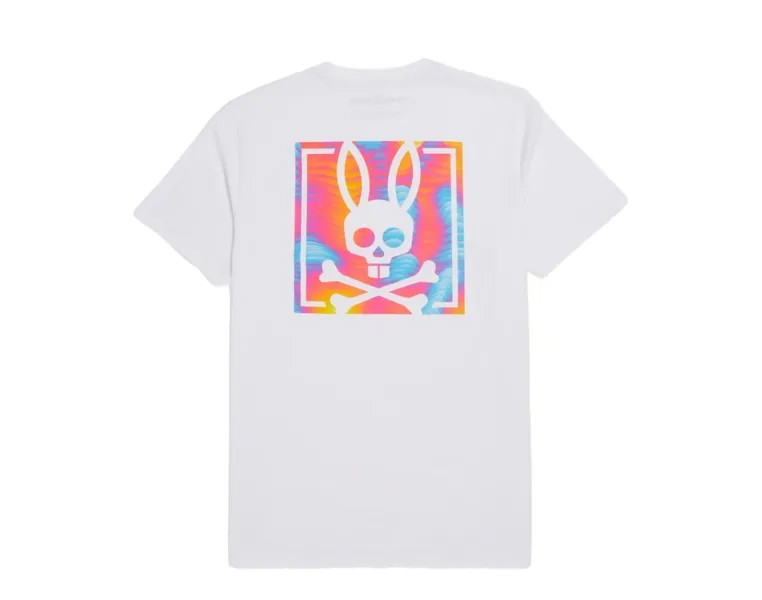 Мужская белая футболка Psycho Bunny Montgomery Back с рисунком B6U947Y1PC-WHT, белый