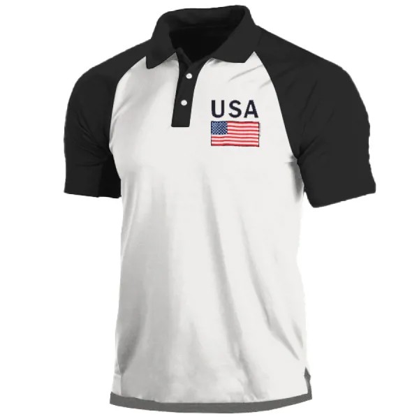 Мужская футболка с американским флагом на открытом воздухе тактическая спортивная футболка с вырезом поло