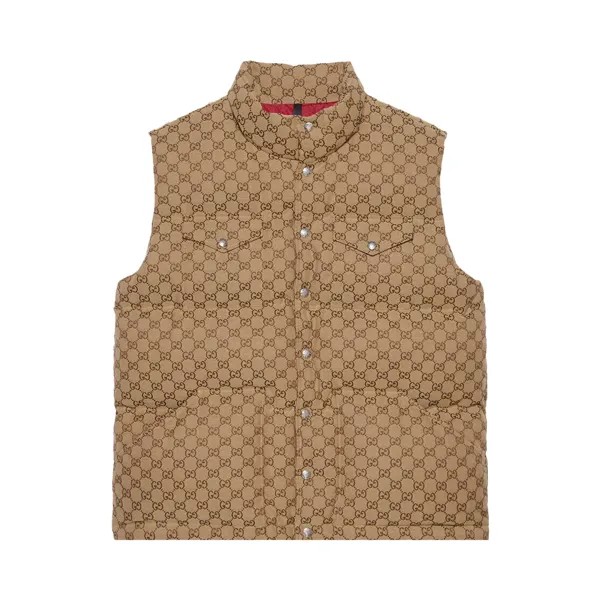 Жилет Gucci x The North Face Down, цвет Бежевый/Черное дерево