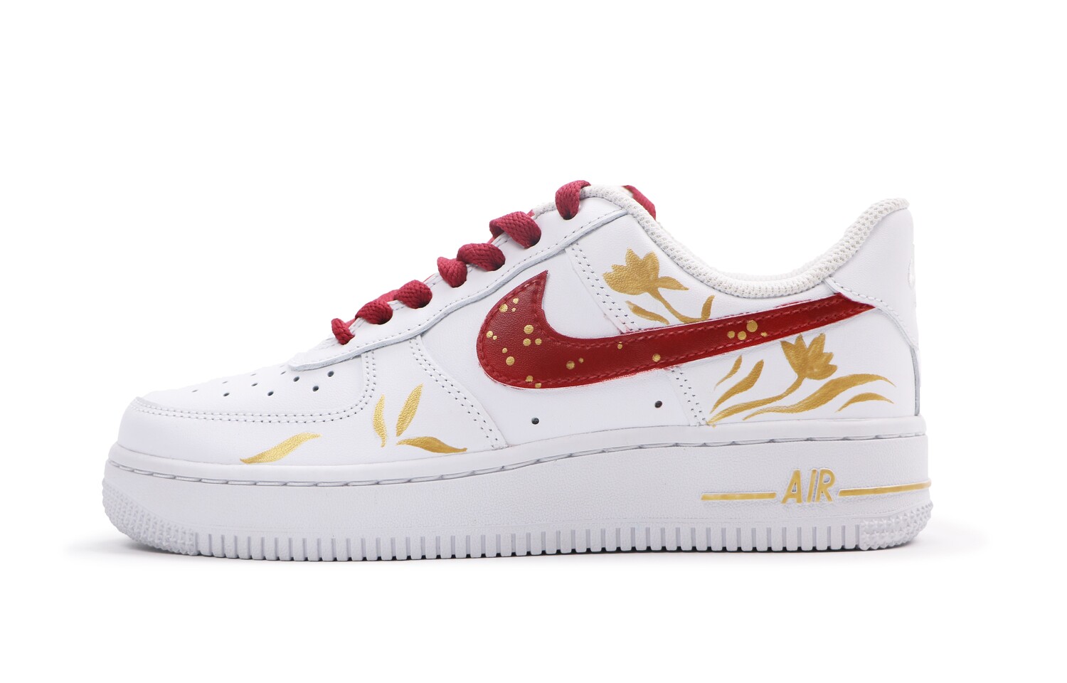 Кроссовки Nike Air Force 1 Skateboarding Shoes Women's Low-top Red/Gold, золотой/красный