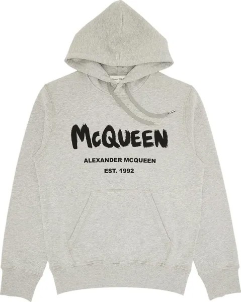 Толстовка Alexander McQueen Graffiti Hooded Sweatshirt 'Pale Grey/Black', серый