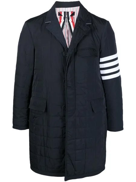 Стеганое пальто с полосками 4-Bar Thom Browne, синий