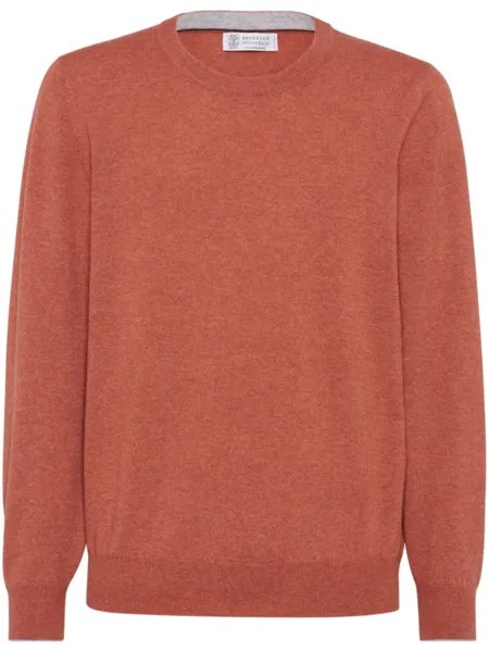 Brunello Cucinelli кашемировый джемпер с круглым вырезом, оранжевый