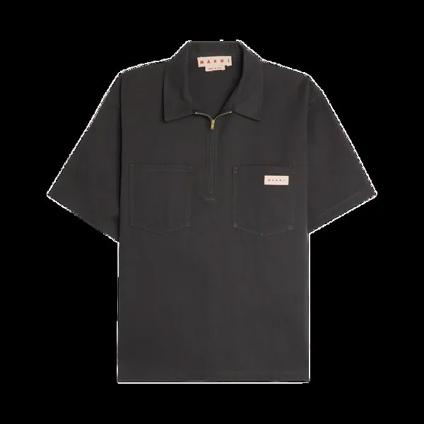 Поло Marni Workwear Gabardine Short-Sleeve Zip 'Granite', серый