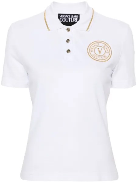 Versace Jeans Couture рубашка поло с вышитым логотипом, белый
