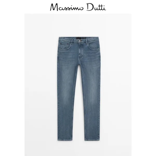 Джинсы мужские Massimo Dutti 2024 с отбеленным эффектом, цвет индиго