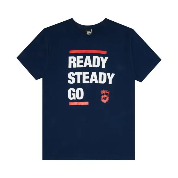 Футболка Stussy Ready Steady Go 'Indigo', синий