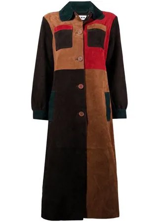 Rixo colour-block suede coat