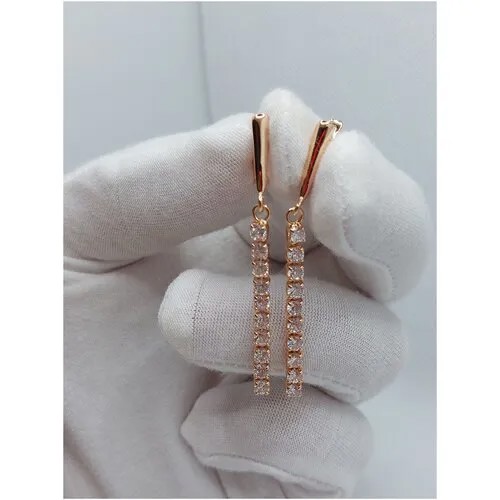 Серьги цепочки FJ Fallon Jewelry, искусственный камень, размер/диаметр 50 мм, золотой