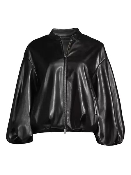 Куртка из искусственной кожи с объемными рукавами Natori, черный