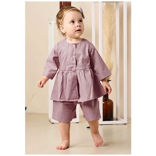 Комплект одежды  Сонный Гномик для девочек, платье и шорты, повседневный стиль, быстросохнущий, размер 80, розовый