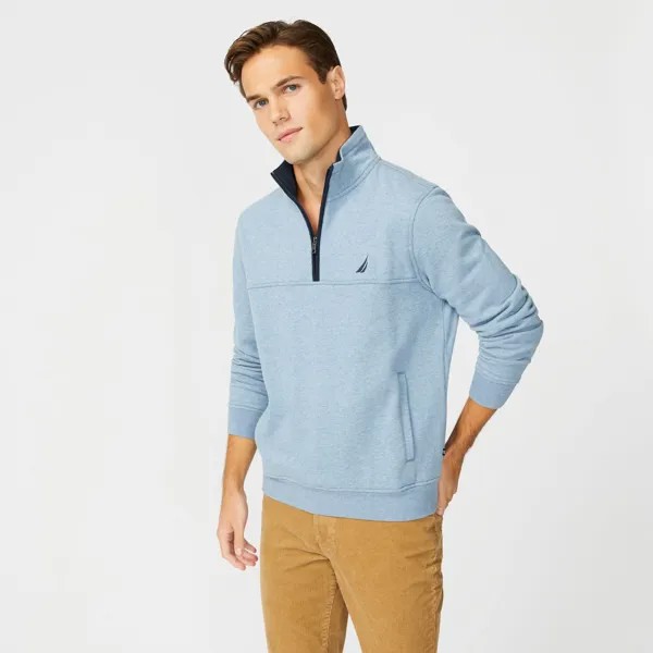 Мужской пуловер Nautica с молнией на четверть, большой и высокий, цвет Deep Anchor Heather
