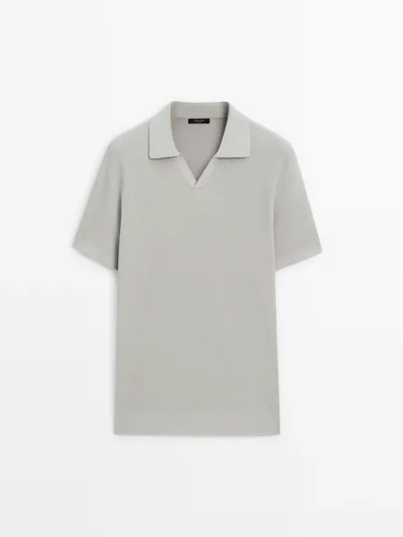 Трикотажная рубашка-поло из смесового хлопка Massimo Dutti, зеленый